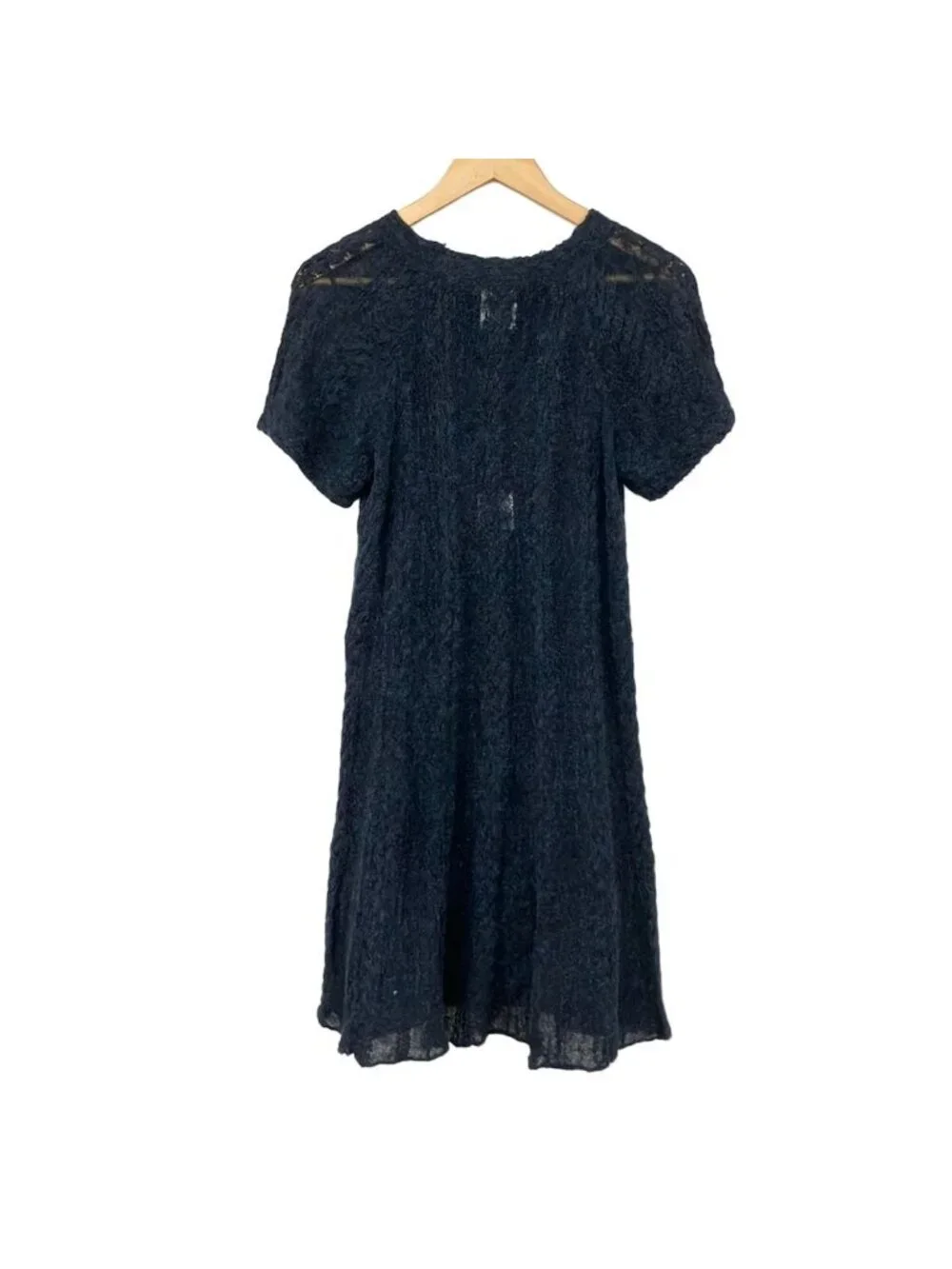 Chanel Dress M Navy Crew Neck Short Sleeve Knee-length Knit 40